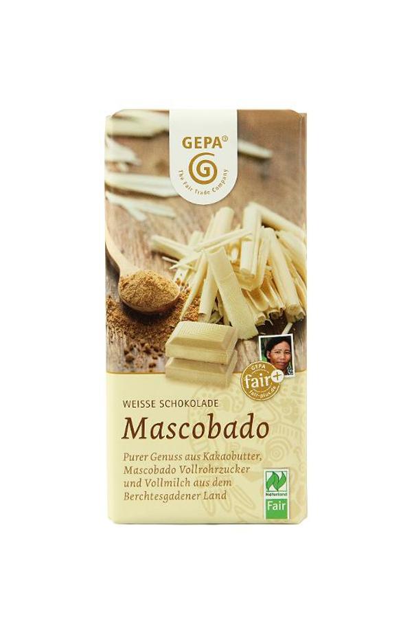 Produktfoto zu Weiße Schokolade mit Mascobado, 100g