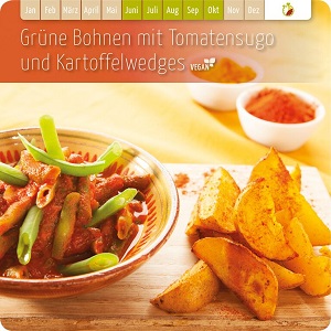 Grüne Bohnen mit Tomatensugo & Kartoffelwedges