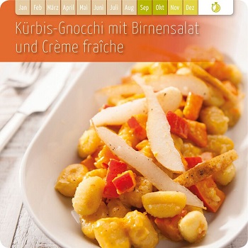 Kürbis-Gnocchi mit Birnensalat & Creme fraiche