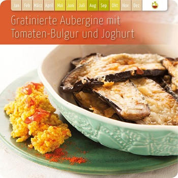 Gratinierte Aubergine mit Tomaten-Bulgur & Joghurt