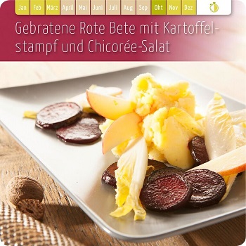 Gebratene Rote Bete mit Kartoffelstampf & Chicorée-Salat