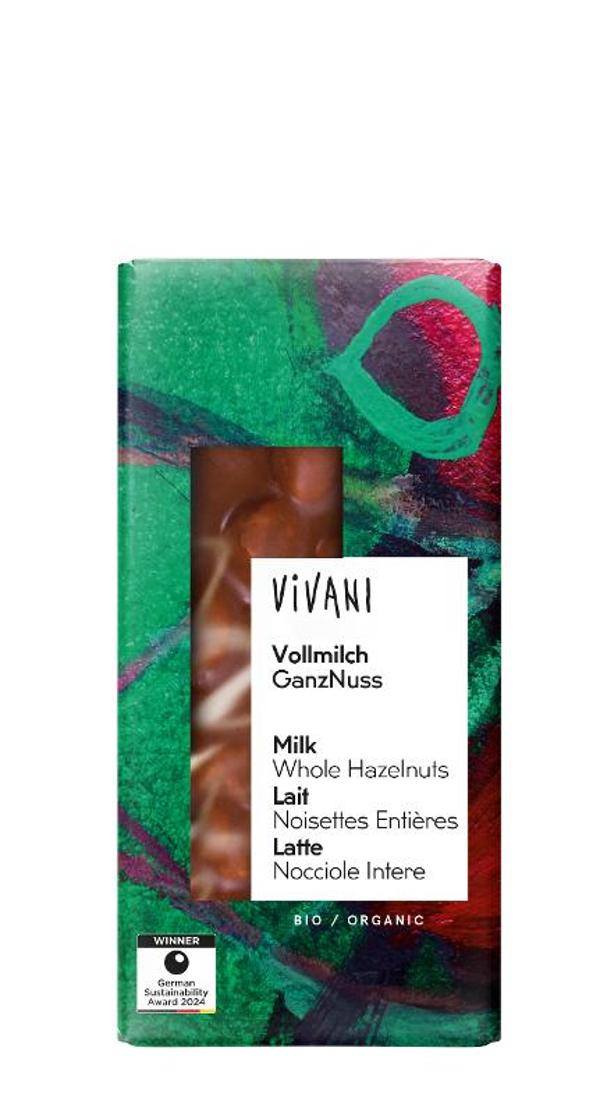 Produktfoto zu Vivani Vollmilchschokolade ganze Nüsse - 100g