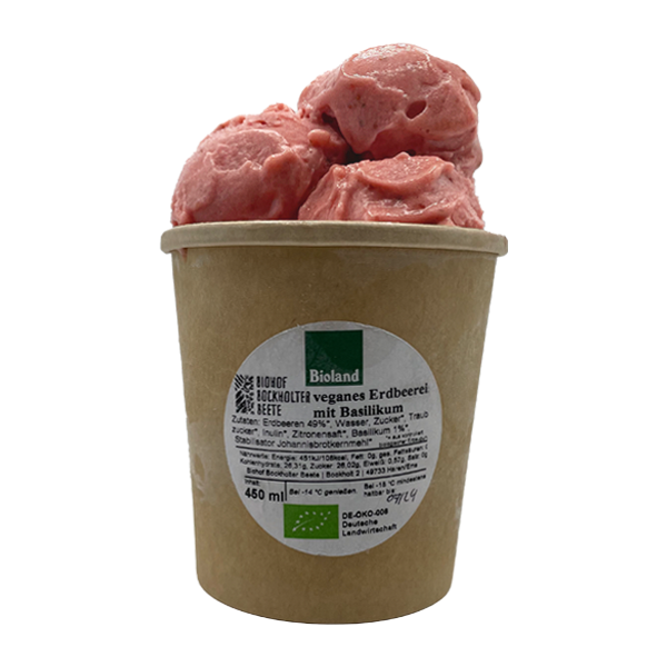 Produktfoto zu veganes Erdbeereis mit Basilikum - 450 ml