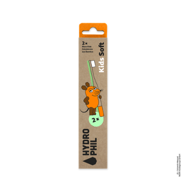 Produktfoto zu Hydrophil Zahnbürste Kinder Maus Orange Bambus - 2 Stück