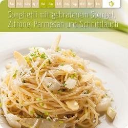 Spaghetti mit gebratenem Spargel, Zitrone, Parmesan & Schnittlauch