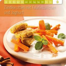 Zimtkarotten mit Falafelbällchen & Joghurt