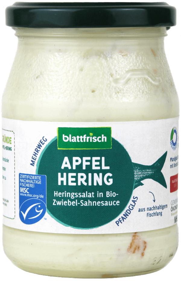 Produktfoto zu Blattfrisch Apfel Hering in Zwiebel-Sahnesauce - 250g