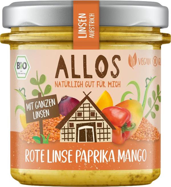 Produktfoto zu Allos Linsenaufstrich Rote Linse Paprika Mango - 140g