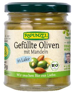Rapunzel Oliven grün, gefüllt mit Mandeln - 190g