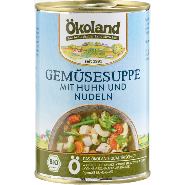 Produktfoto zu Ökoland Gemüsesuppe mit Huhn - 400g