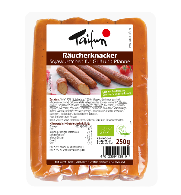 Produktfoto zu Räucherknacker (Veggie-Bratwurst) - 250g