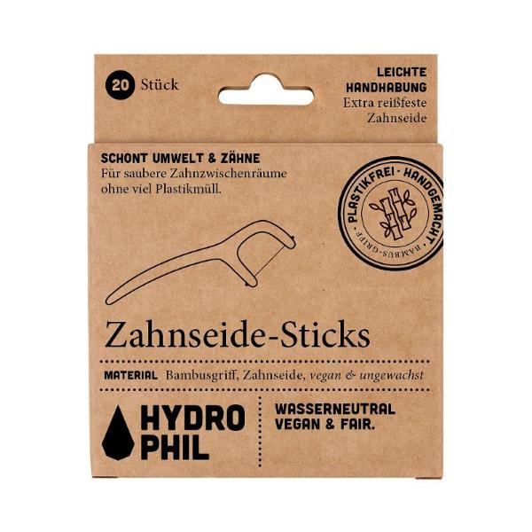 Produktfoto zu Hydrophil Bambus Zahnseide Sticks - 20 Stück
