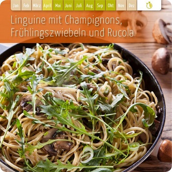 Linguine mit Champignons, Frühlingszwiebeln & Rucola