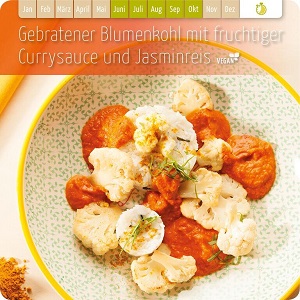 Gebratener Blumenkohl mit fruchtiger Currysauce und Jasminreis