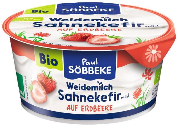 Produktfoto zu Sahnekefir auf Erdbeere - Weidemilch
