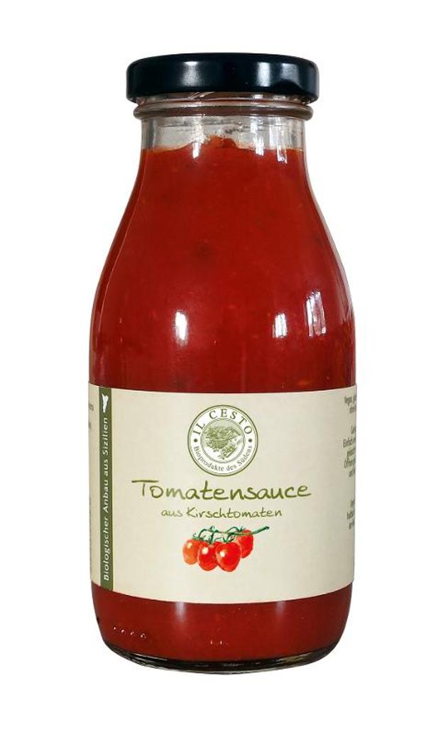 Produktfoto zu Tomatensauce aus Kirschtomaten natur mit Basilikum