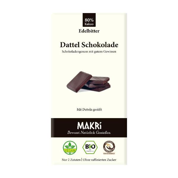 Produktfoto zu Dattel Schokolade Edelbitter 80%