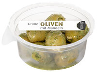 Prepack Grüne Oliven mit Mandeln mariniert mit frischen Kräutern 80 g