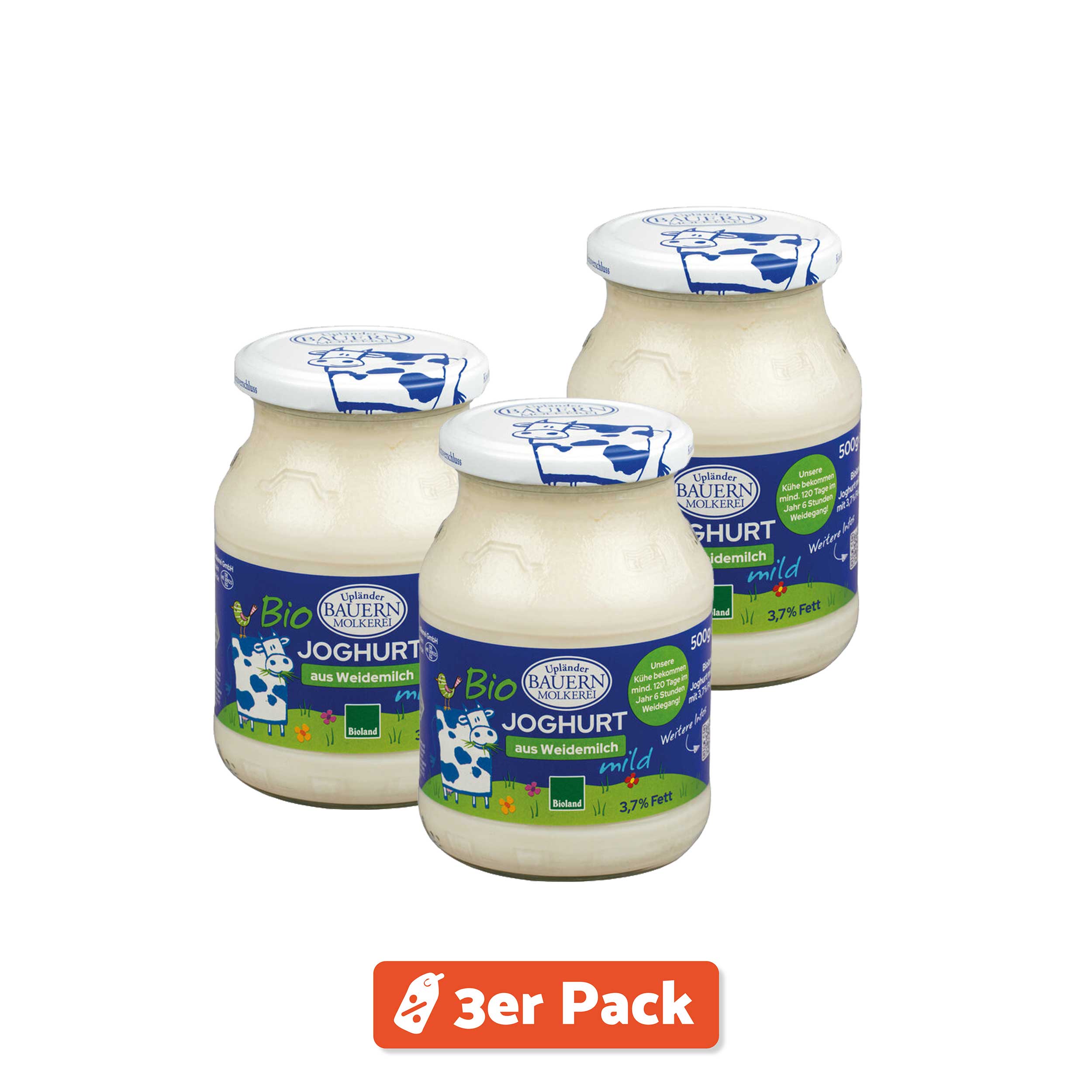 3er Pack Upländer Joghurt 3,7%