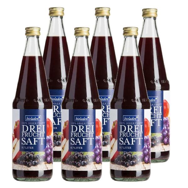 Produktfoto zu Kiste Bioladen* Dreifruchtsaft rot 6x0,7L