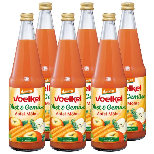 Produktfoto zu Kiste Voelkel Apfel Möhren Saft 6x0,7l