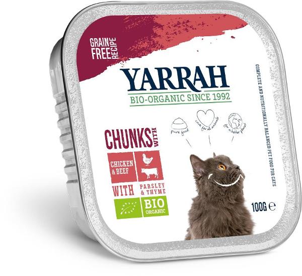Produktfoto zu Yarrah Katzen Chunks Huhn und Rind 100g