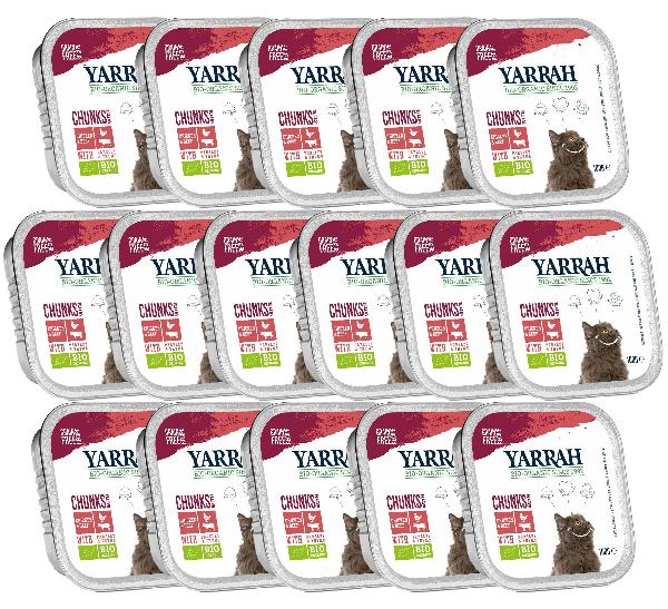 Produktfoto zu Yarrah Katzen Chunks Huhn und Rind 16x100g