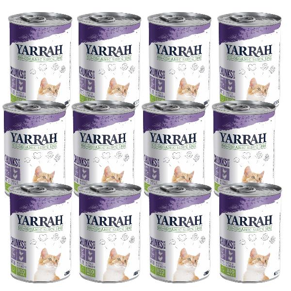 Produktfoto zu Yarrah Katzen Chunks Huhn und Truthahn 12x405g