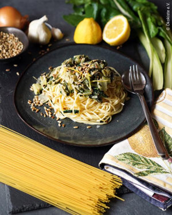 Produktfoto zu Mangold-Pasta mit Zitrone