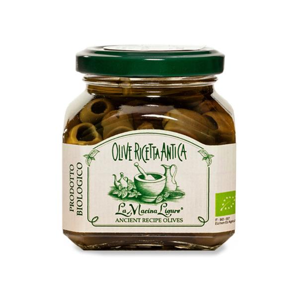 Produktbild von La Macina Ligure Oliven entsteint traditionelles Rezept 180g