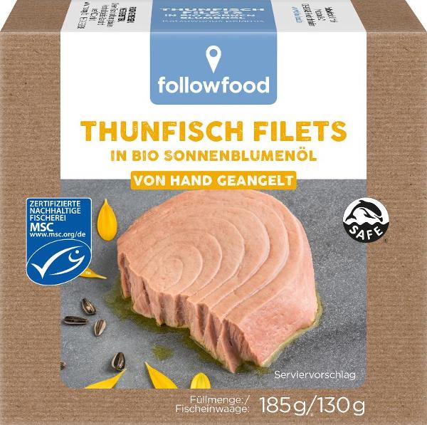 Produktfoto zu followfood Thunfisch in Sonnenblumenöl 185g