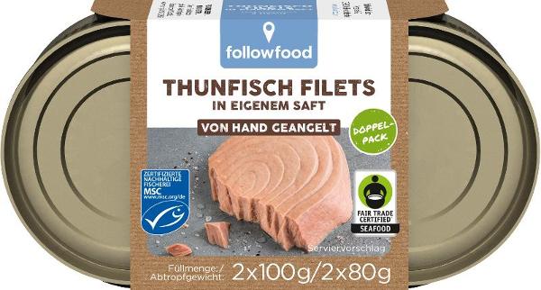 Produktfoto zu followfood Thunfisch im eigenen Saft Natur Duopack 2x100g