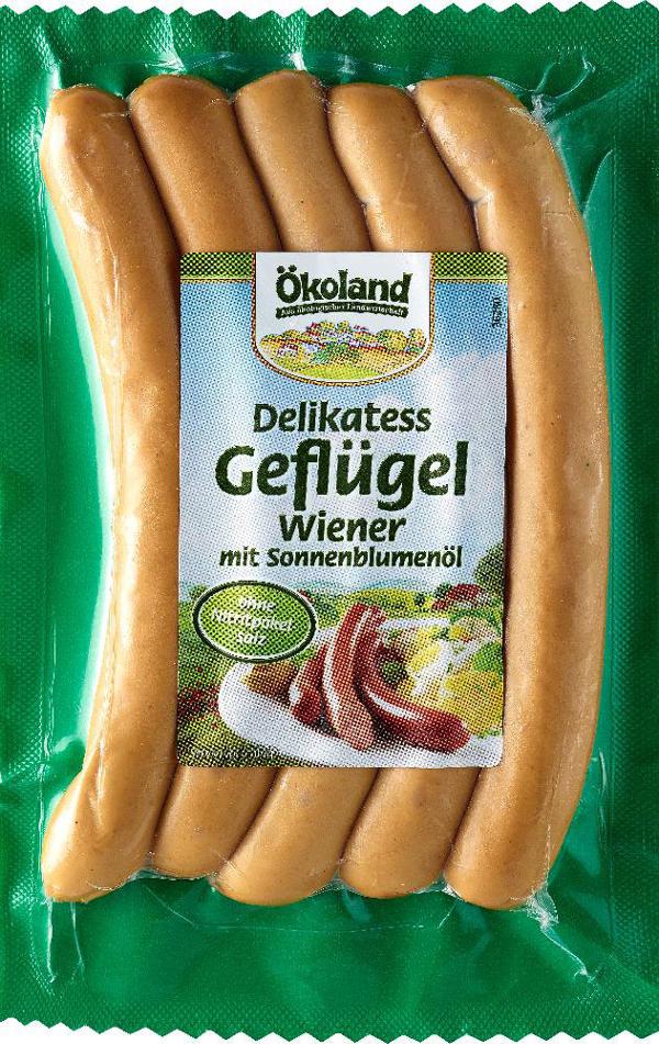 Produktfoto zu Ökoland Geflügel-Wiener 5 Stück 200g