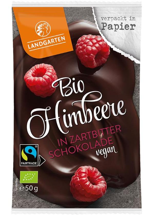 Produktfoto zu Landgarten Himbeere in Zartbitter Schokolade 50g