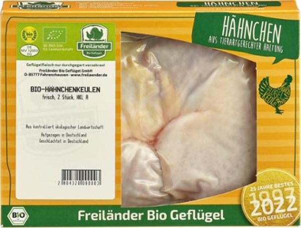 Produktfoto zu Freiländer Bio Geflügel Hähnchenkeulen 2 Stück ca. 550g