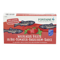 Wildlachs Filet in Bio-Tomaten-Basilikum-Sauce