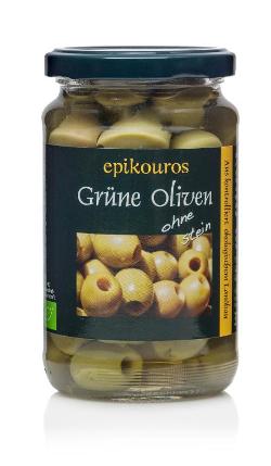 Grüne Oliven ohne Stein (Glas)