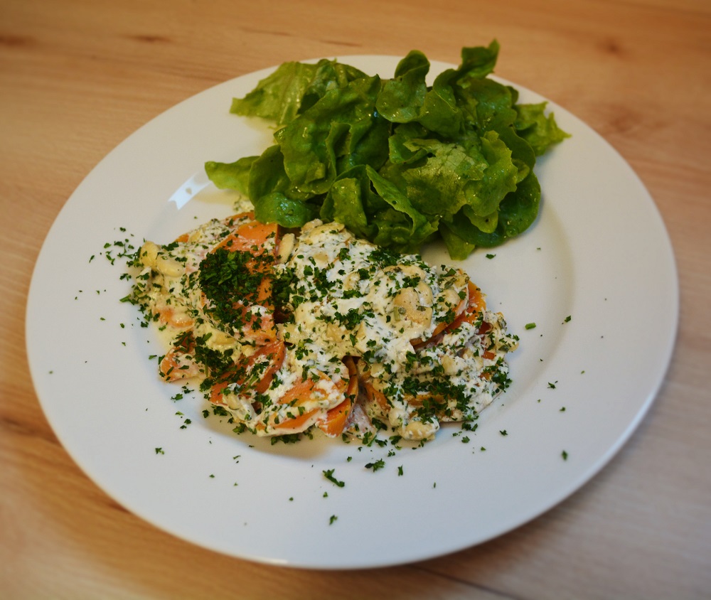 Süßkartoffel-Gratin mit Cashew