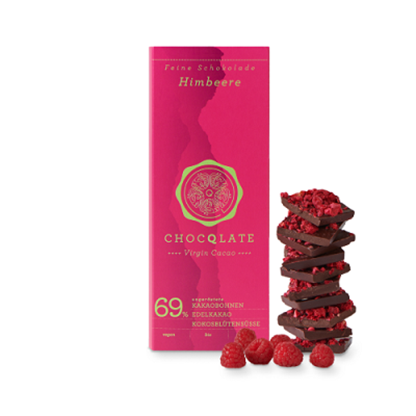 Produktfoto zu Schokolade Himbeere 75g, Virgin Cacao