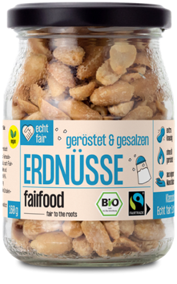 Produktfoto zu Erdnüsse geröstet & gesalzen, fairtrade, 160g