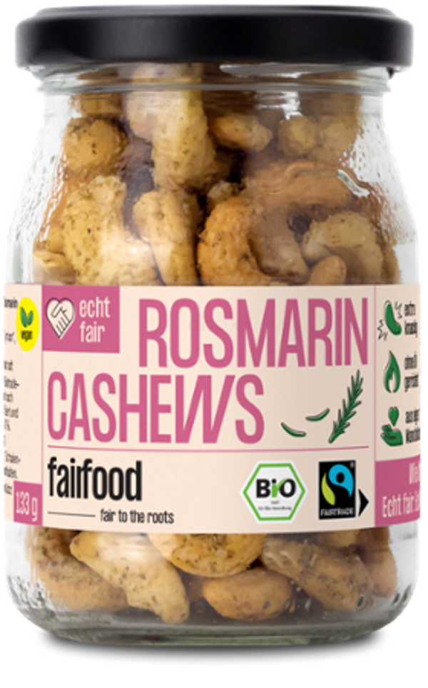 Produktfoto zu Cashews mit Rosmarin, fairtrade, 133g