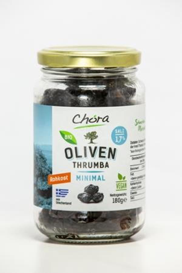 Produktfoto zu Oliven schwarz Thrumba Thassou Minimal, 180g