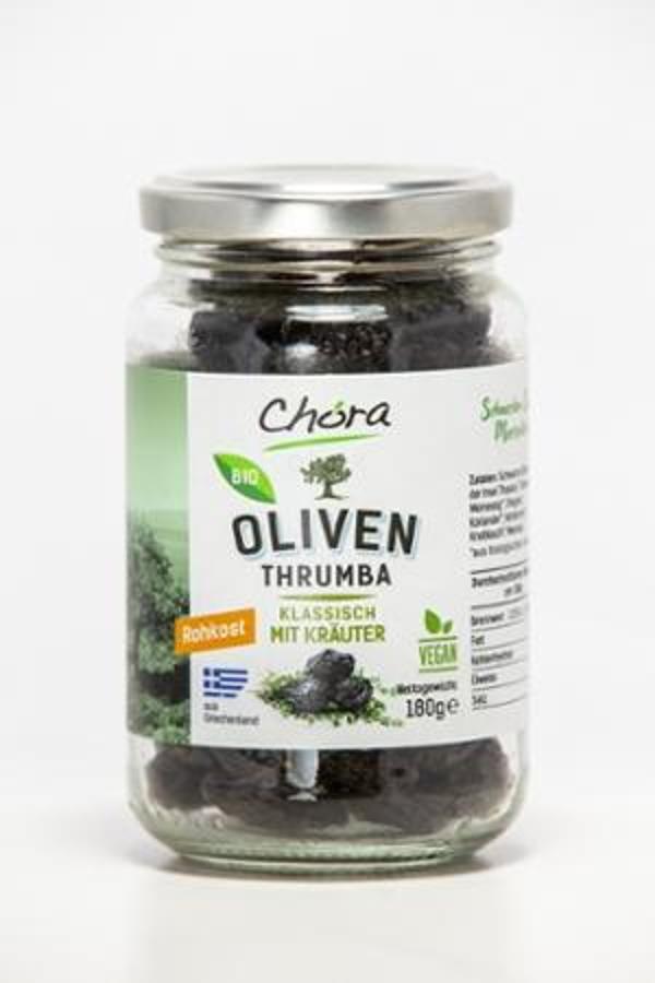 Produktfoto zu Oliven schwarz Thrumba Thassou Klassisch, 180g