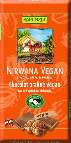 Nirwana Vegan Schokolade mit Praliné-Füllung, 100g