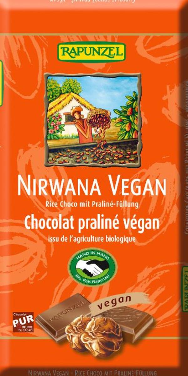 Produktfoto zu Nirwana Vegan Schokolade mit Praliné-Füllung, 100g