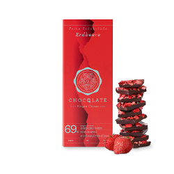 Schokolade Erdbeere 75g, Virgin Cacao