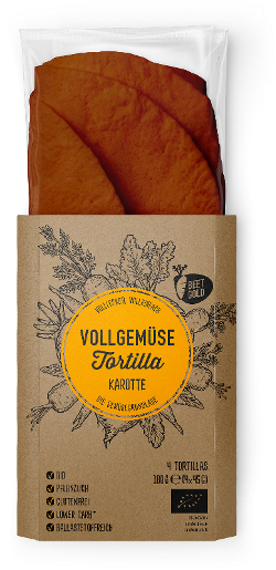 Vollgemüse Tortilla Karotte Wraps (4 Stück) 180g