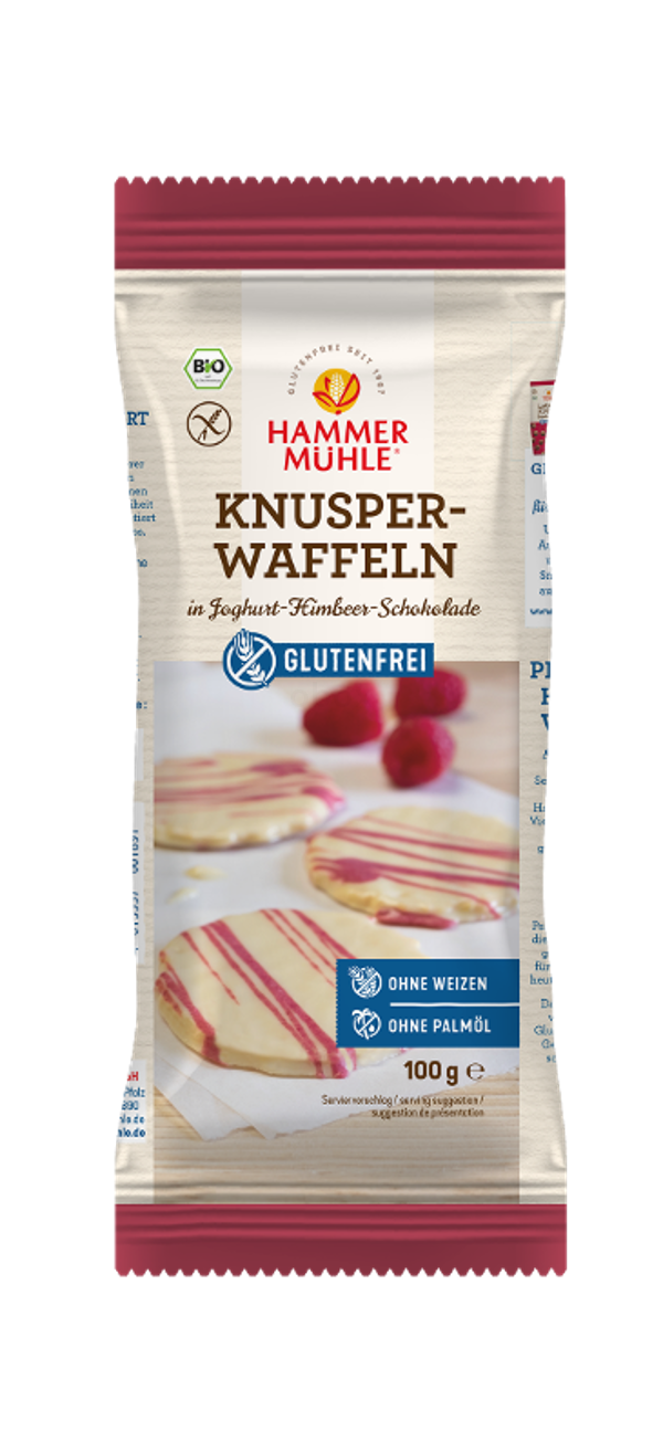 Produktfoto zu Knusperwaffeln in Joghurt-Himbeer-Schokolade