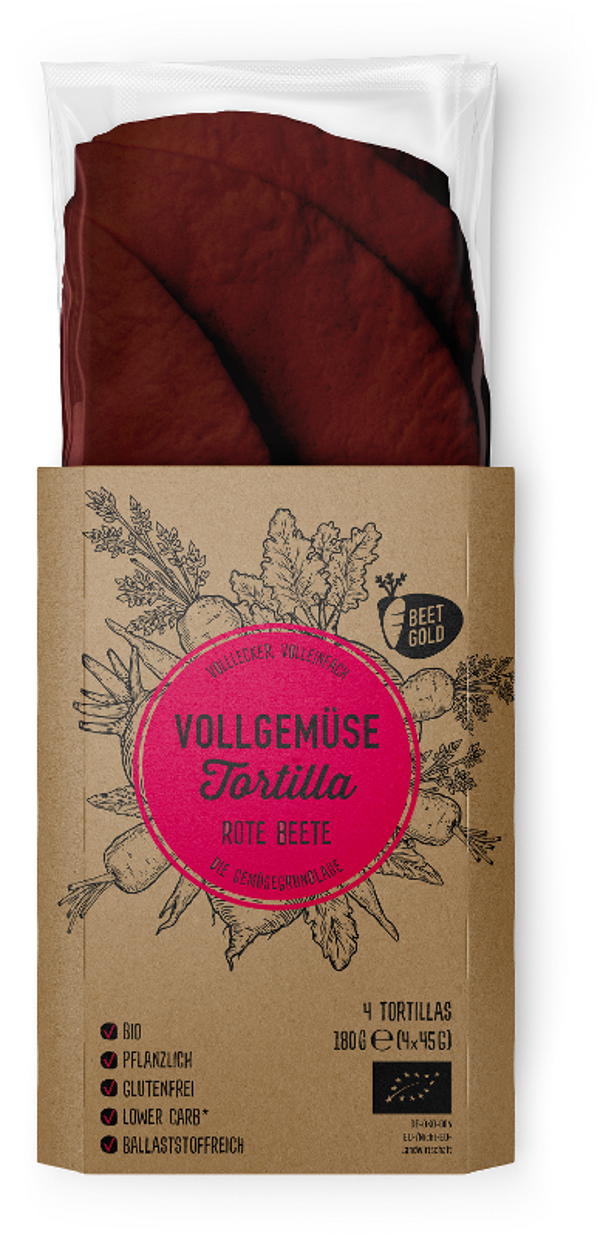 Produktfoto zu Vollgemüse Tortilla Rote Beete Wraps (4 Stück) 180g