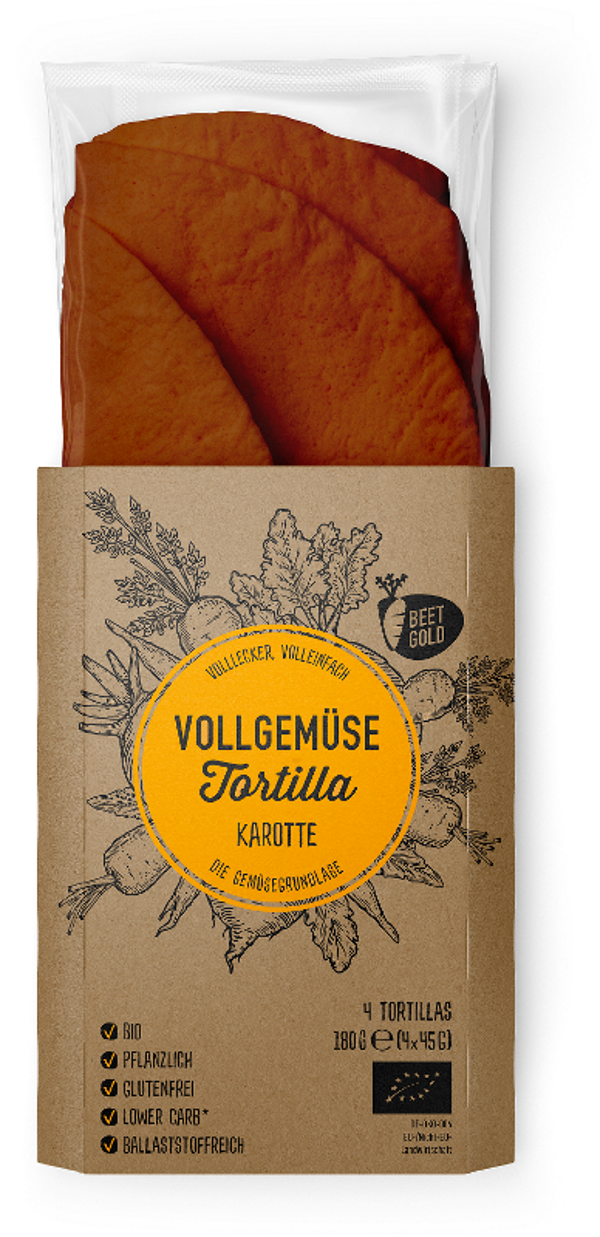 Produktfoto zu Vollgemüse Tortilla Karotte Wraps (4 Stück) 180g